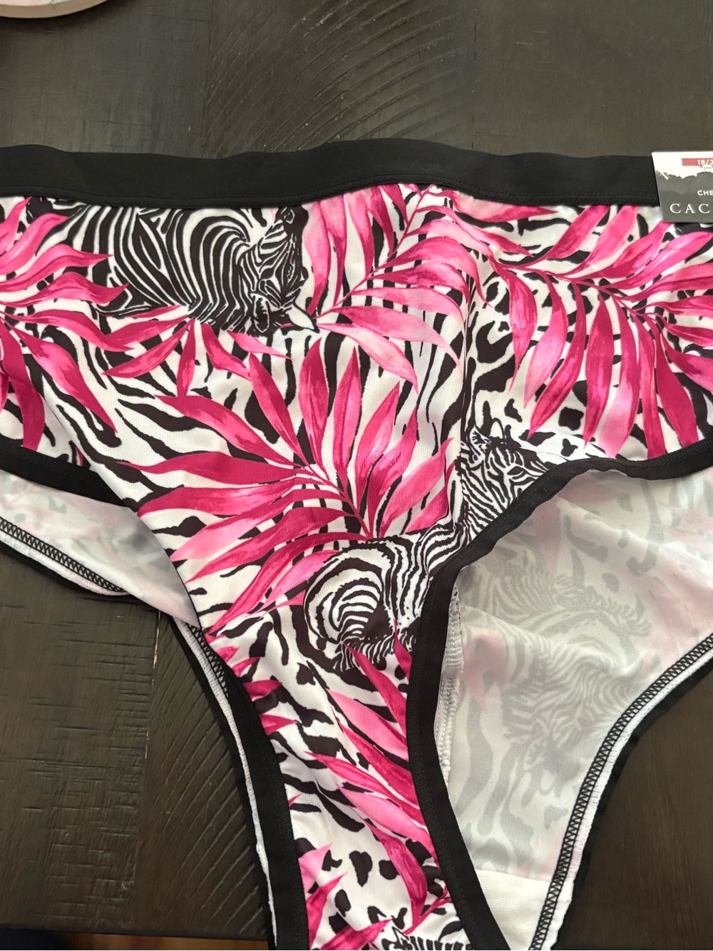 Cacique Pink Zebra & Leaf Print Bikini Bottoms